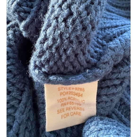 Love Rocks Midnight Blue Hooded Button Down Cableknit Cropped Sweater - M - Picture 12 of 12